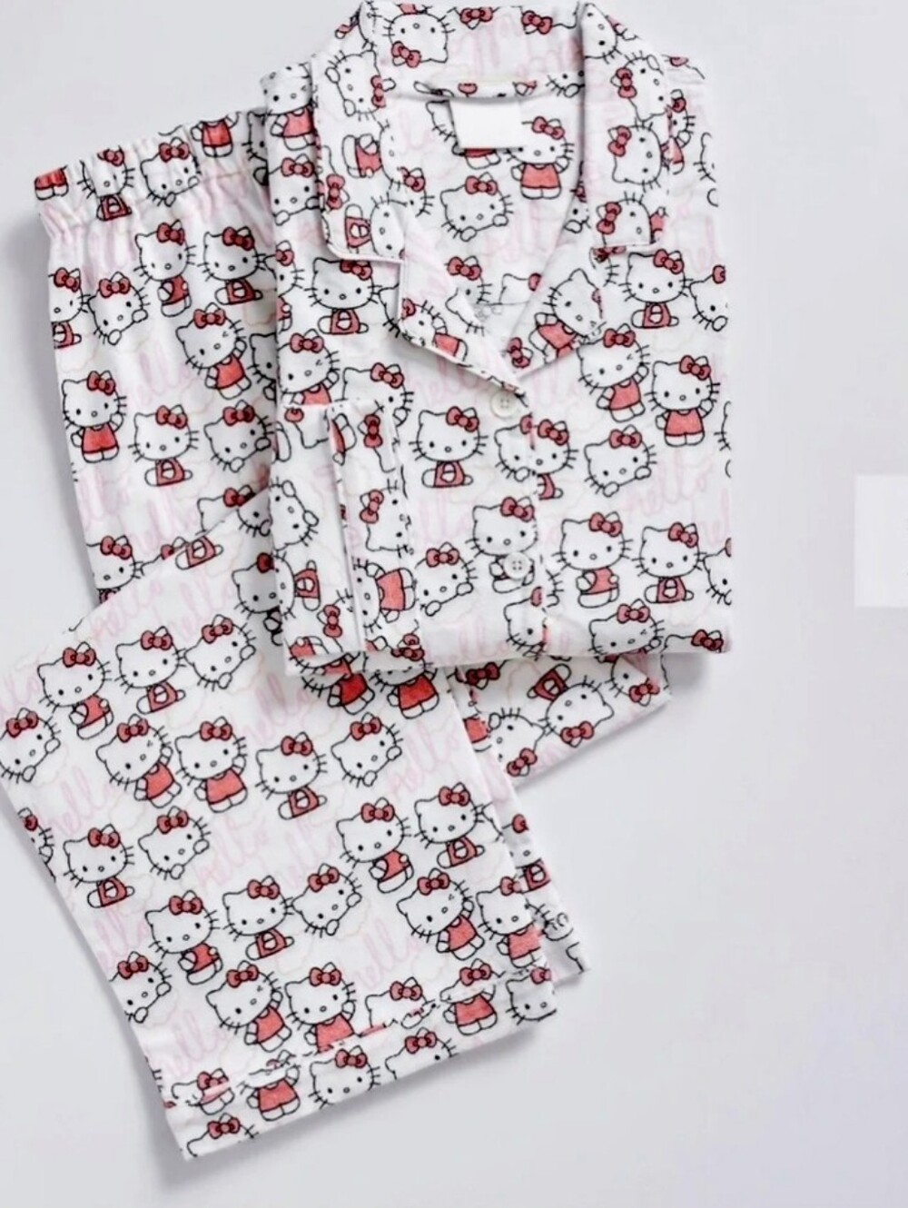 New Hello Kitty Pink and White Printed Pajama Set